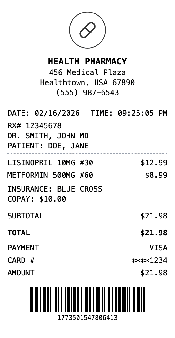 Pharmacy Receipt