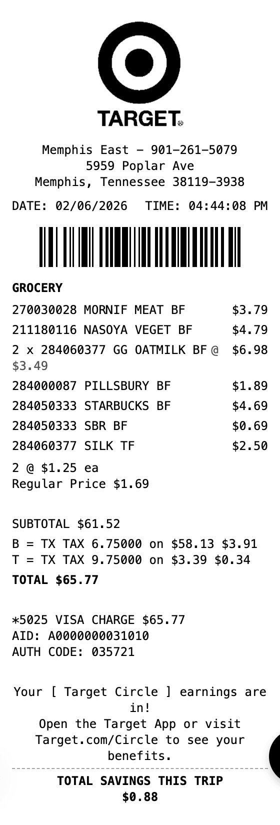 Target Receipt