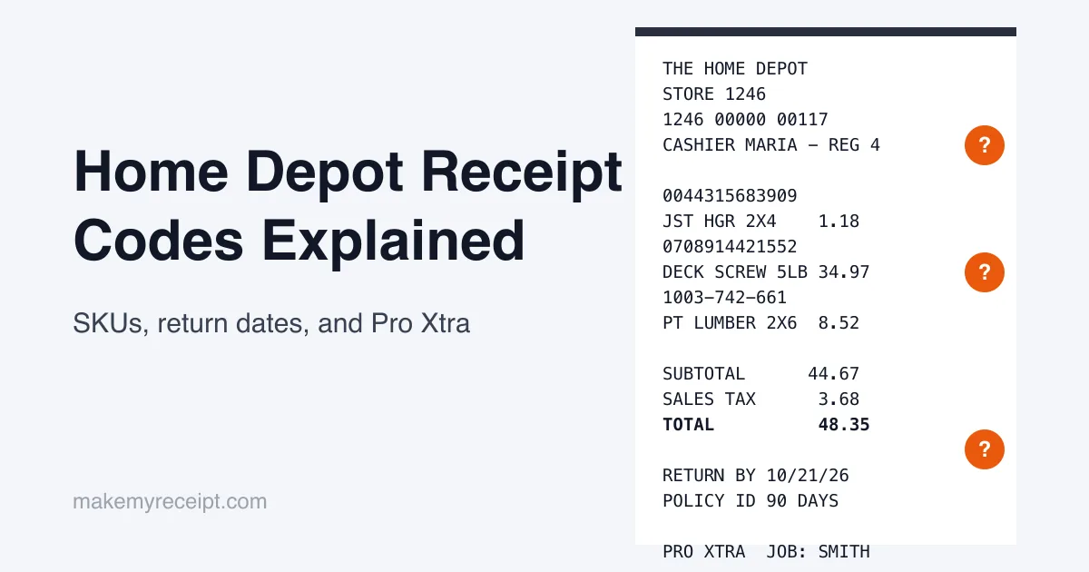 Home Depot Receipt Codes: SKUs, Return Dates, and Reading It as a Job Record